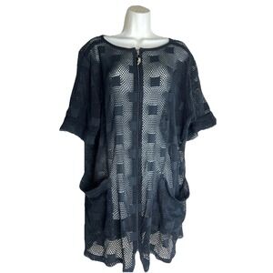 Dotti Mesh Cover Up Jacket Medium Black Net Beach‎ Pool Swimwear Women Clothing